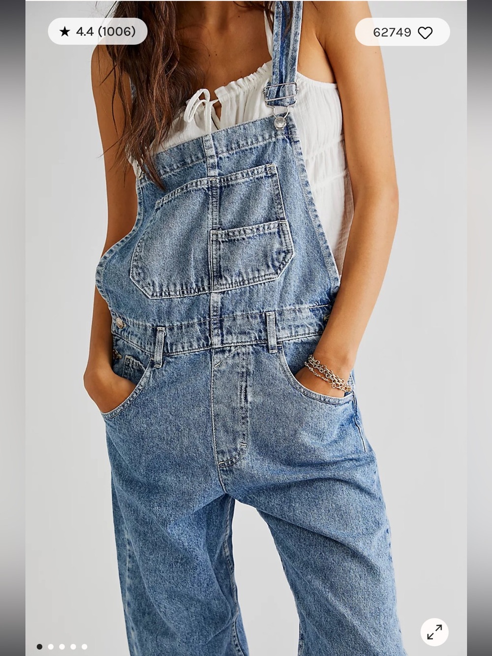 We The Free Ziggy Denim Overall Straight Leg XL
